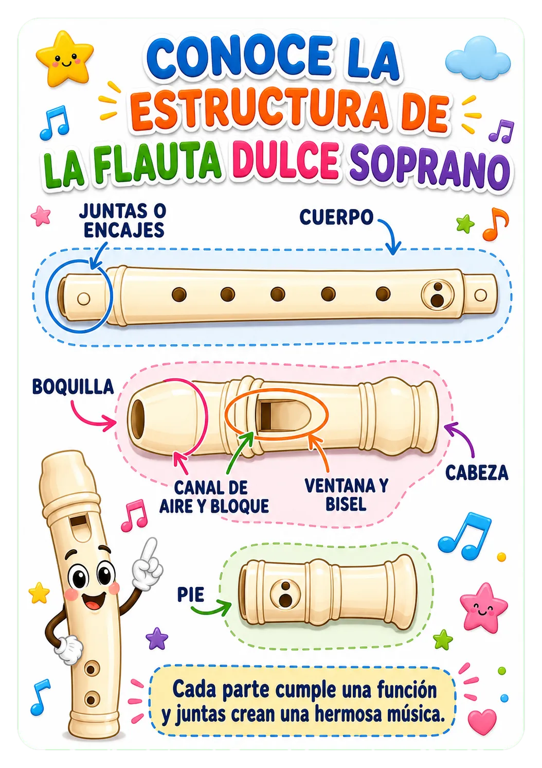 Material sobre a estrutura da flauta doce soprano